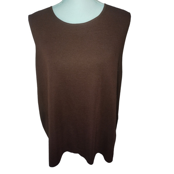 Eileen Fisher Womens Sweater Sleeveless Super Fine Merino Wool Red Size XL - Picture 1 of 7